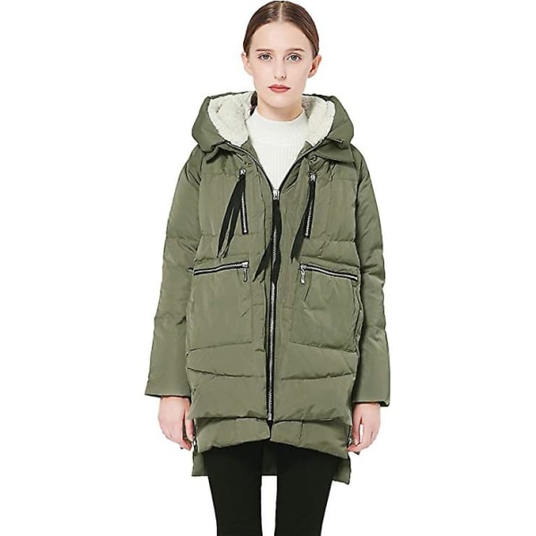 Kvinnors förtjockade dunjacka varm vinterdunrock Green XL