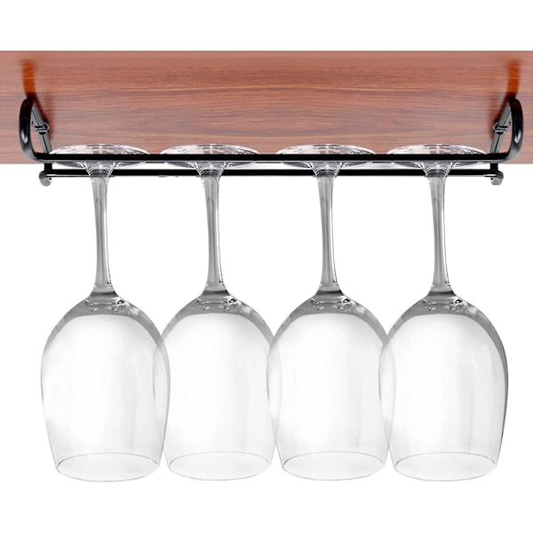 10 tommer sæt med 2 under skab vinglas rack stilkholder glas opbevaring hænger organizer til køkken og bar (sort)