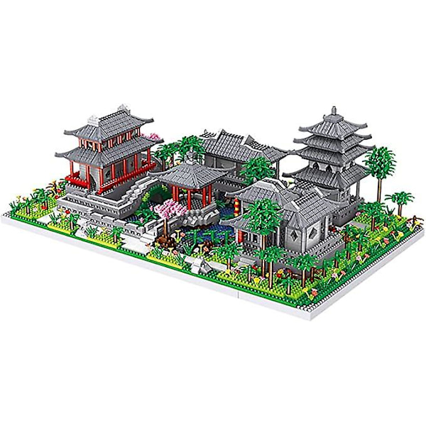 Kina De klassiske hagene i Suzhou Samling Berømt arkitektur Modell Byggekloss Sett (3930 stk) Mikro Mini Klosser Leker Gaver