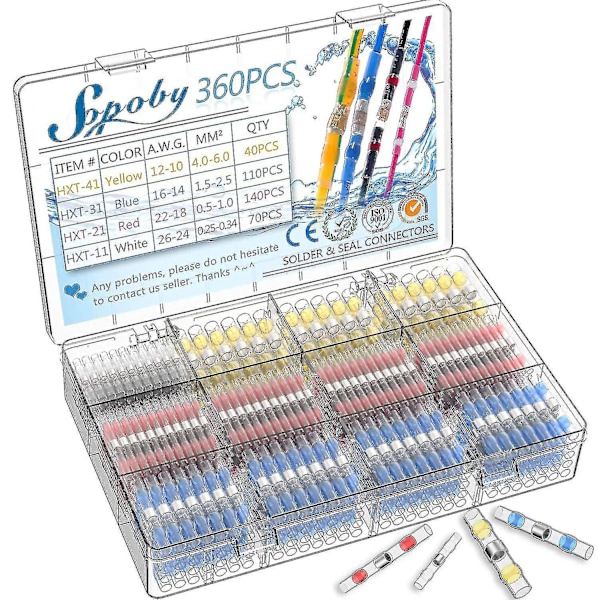 800/300/250 st krympslangade stjärtförbindningar Vattentät lödningstätning Elektriska stjärtförbindningar Tråd Kabelskarv Terminal Kit 50pcs with box