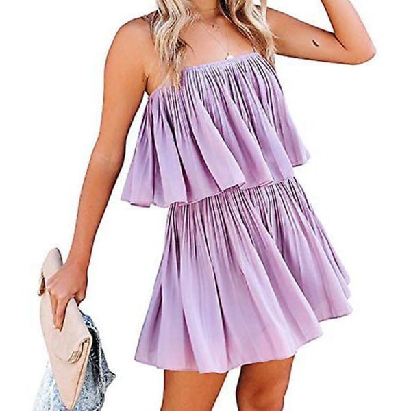 Dame Sommer Ærmeløs Jumpsuit Casual Bred Ben Bukser Romper Purple XL