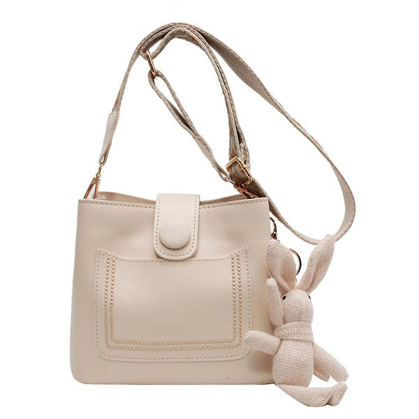 Ny Pu Tote Bag Mode Handväska Axelväska Joker Retro Slung Bucket Bag white