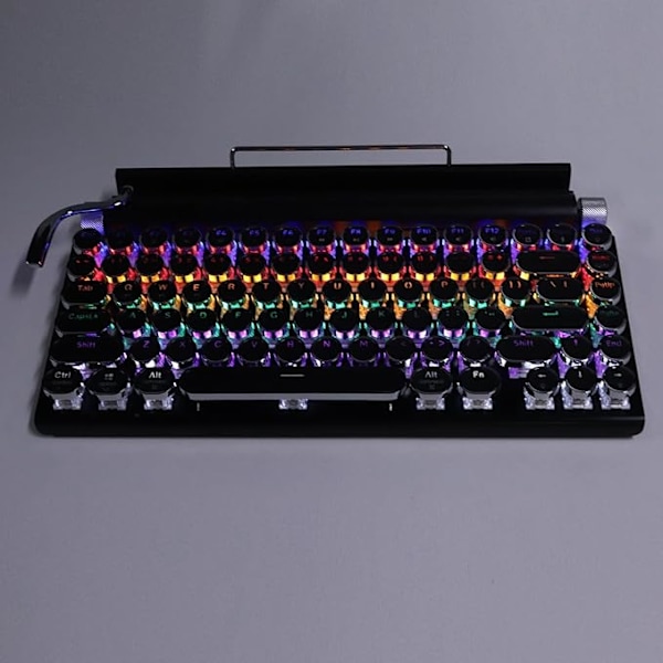 Retro Skrivmaskin Tangentbord, Trådlös Bluetooth Skrivmaskin Stil Mekaniskt Speltangentbord med RGB  (Svart)