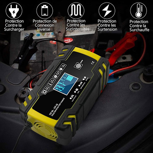 8a 12v/24v Älykäs Auton Akkulaturi LCD-Kosketusnäytöllä (6ah-150ah Akut)