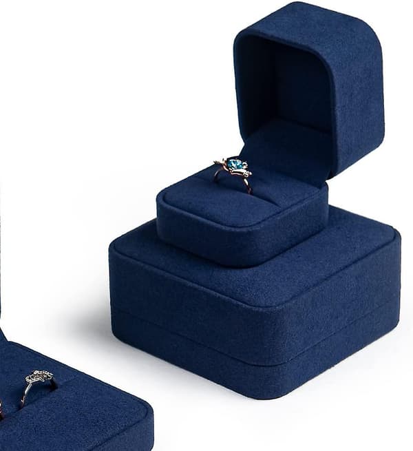 Ring Box, Single Jewelry Ring Box, All Wrapped With Microfiber Leather For Proposal,wedding Ceremony,ring Box For Men(blue)
