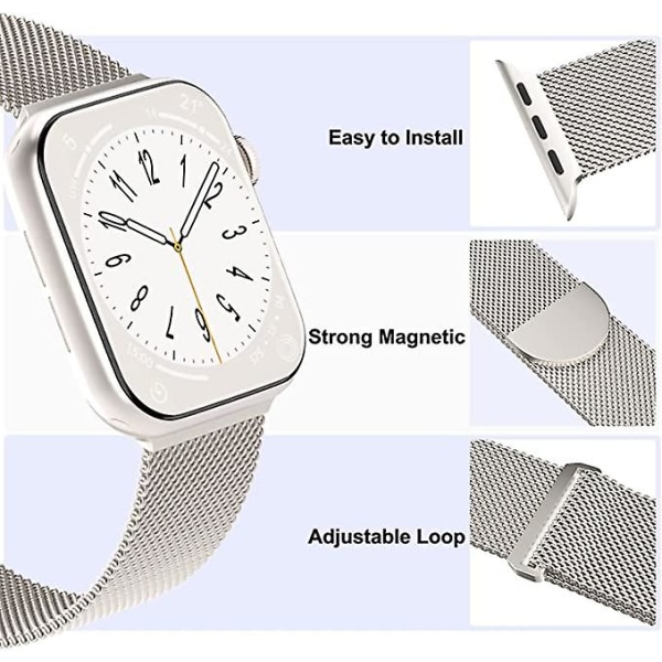 3-pack mesh som är kompatibla med Apple Watch band 38 mm 40 mm 41 mm 42 mm 44 mm 45 mm 49 mm, armband med magnetslingor i rostfritt stål AA005 38mm 40mm 41mm