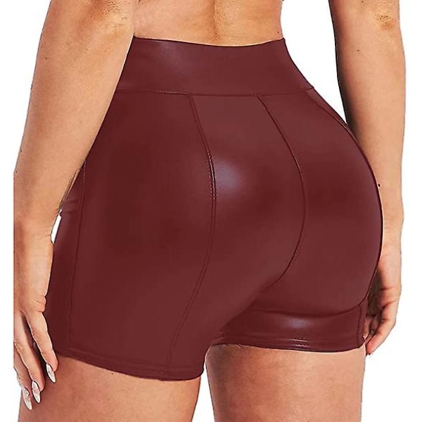 Naisten joustavat tekonahkashortsit, korkeavyötäröiset seksikkäät disco-shortsit Red 3XL