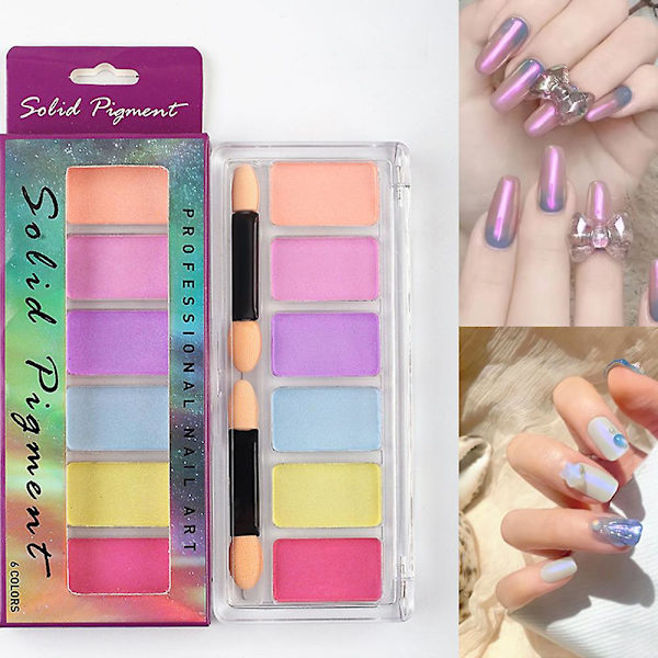 Nagelkonst Solid Magic Mirror Powder Aurora Powder, 6-färgskombination, Tillverkad av PET style  style3