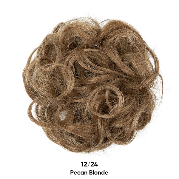 1 st Hårstycke med resårband, Stort Bull Hårstycke Blont lockigt hår Scrunchie med hår Uppsatt hårförlängning Smutsiga bulle-hårstycken för kvinnor flickor 12-24