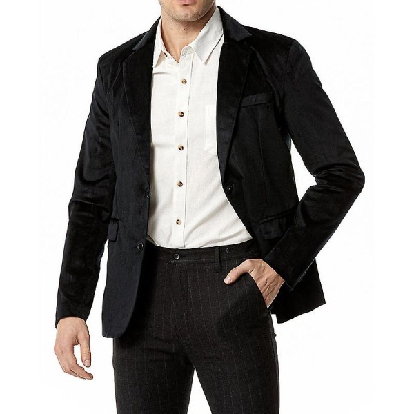 Miesten Slim Fit Kevyt Takki, Kaksi Napin Liikepuku Blazer Black M