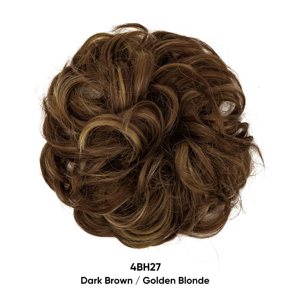 1 stk. Hårdel med elastisk bånd, stor knute-hårdel blondt krøllete hår scrunchie med håroppsats hårforlengelse rotete knute-hårdeler for kvinner jenter 4BH27