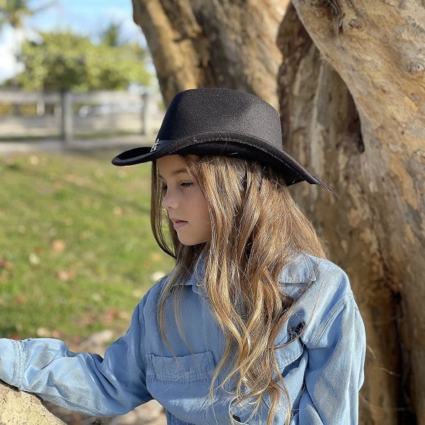 Børn Piger Drenge Western Cowboy Cowgirl Hat Med Spænde Bælte Filt Fedora Hat