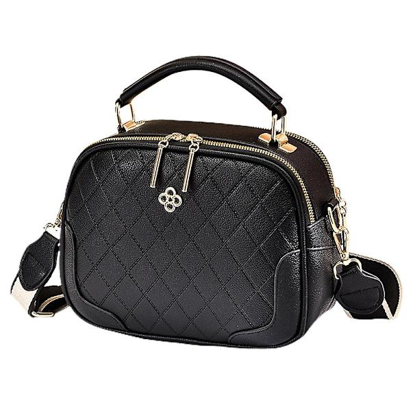 Ny Enkel Ternet Dame Lille Firkantet Taske Kunstlæder Hånd Bill Skuldertaske Crossbody Taske black