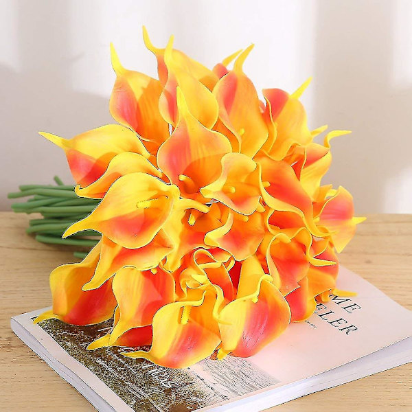 20 st Calla Lily Brudbukett Av Blommor Konstgjord Blomhuvud Latex Real Touch Hem, Fest, Bröllopsdekoration