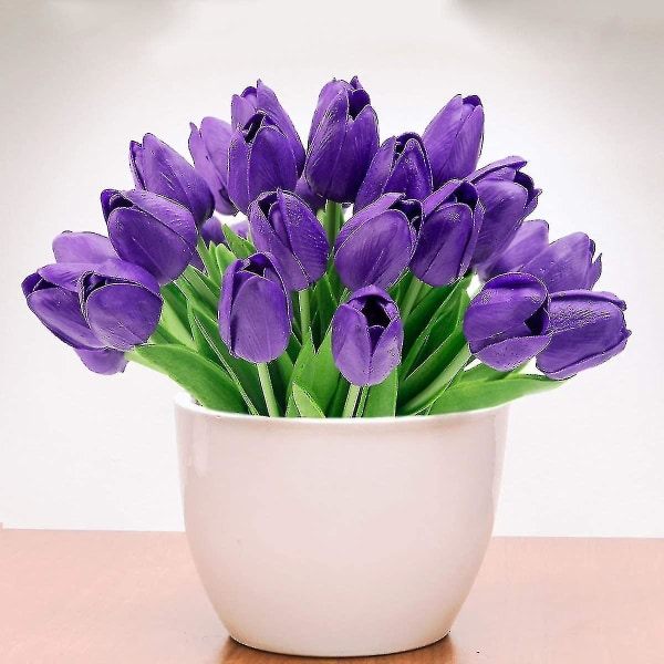 Kunstig Tulipan Fake Holland Mini Tulip Real Touch Blomster 24 stk For DIY Hjemmefest Bryllupsdekor (blå)