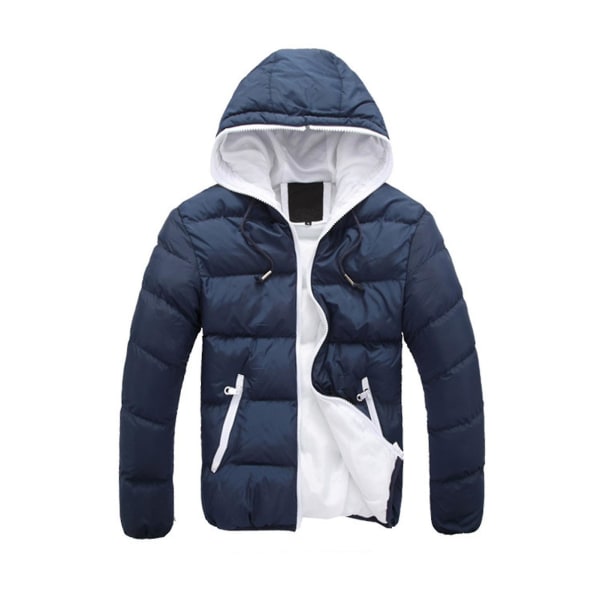 Vinterrockar för män Vattentålig huvtröja Pufferrock för kallt väder Kläder 4XL Navy With White
