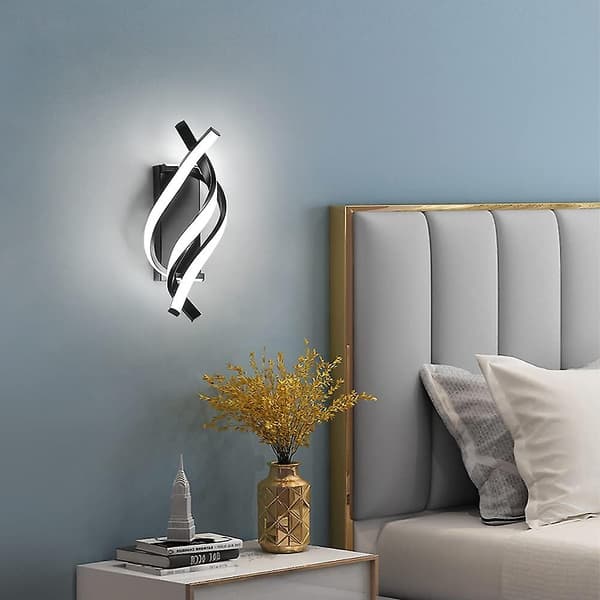 LED Indendørs Væglampe, moderne 16w buet design, 6000k 2000 Lumen Sort