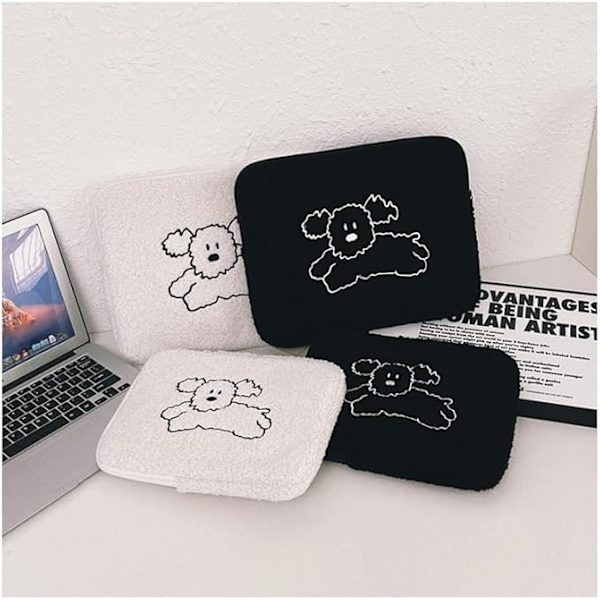 Sød hunde bære laptop taske centrum piger Preppy lodden laptop etui taske (sort, 11 tommer) sort