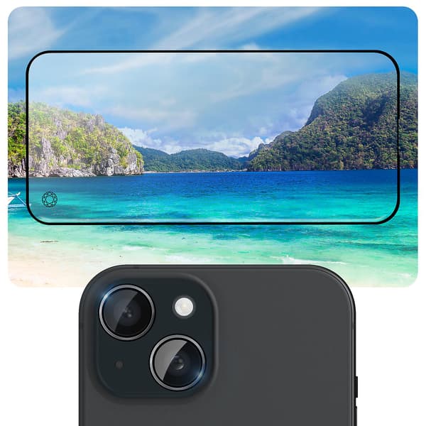Skydd för iPhone 15 Plus Okrossbart Glas och Linsskydd, Transparent