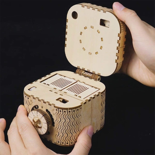 3d träpussel mekanisk skattlåda modell DIY Brain Teaser-projekt för vuxna barn 14+