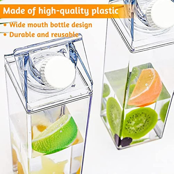 2 st transparenta mjölkförpackningsvattenflaska 500 ml mjölkjuicebox bärbar återanvändbar för utomhussporter resor camping