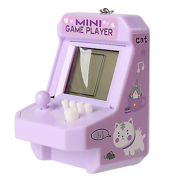 Mini Elektronisk Tetris Spel Maskin Nyckelring Kompakt Portale Leksak För Barn Purple