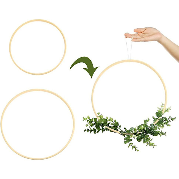 12 Pakke 2 Størrelser Træ Bambus Blomsterkrans Macrame Håndværksringe Til DIY Bryllupskrans Dekoration, Drømmefanger Og Vægophæng Håndværk (6 Tommer)