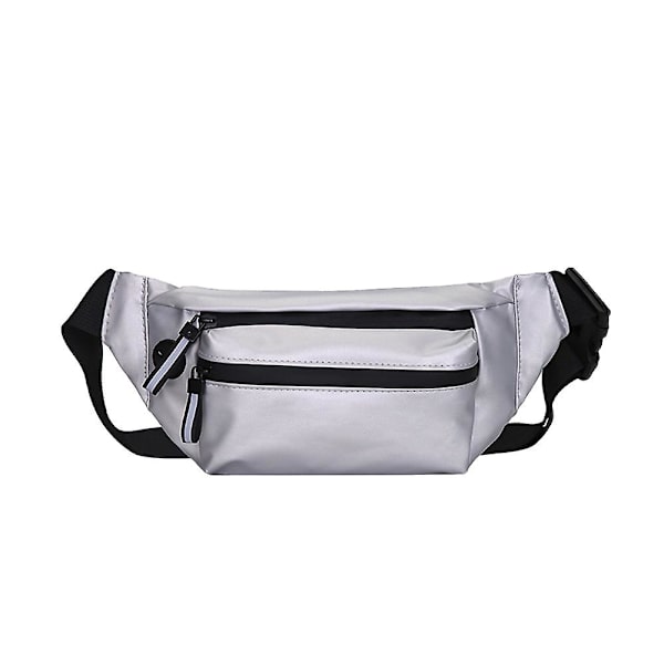 Pu Pocket Herr En-axlad Crossbody Väska-fritids Ryggsäck Sport Diagonal Bakficka silver