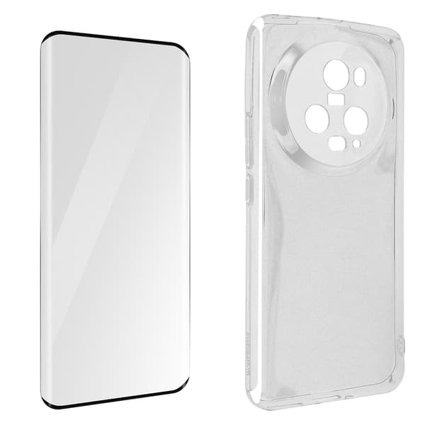 Etui til Honor Magic 5 Pro Silikone Gel og Hærdet Glas 9H Sort Kant