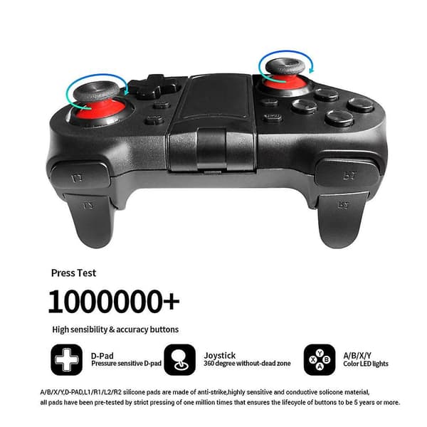 Opgraderet Mobil Spilcontroller, Trådløs Bluetooth Gamepad Joystick Multimedie Spilcontroller