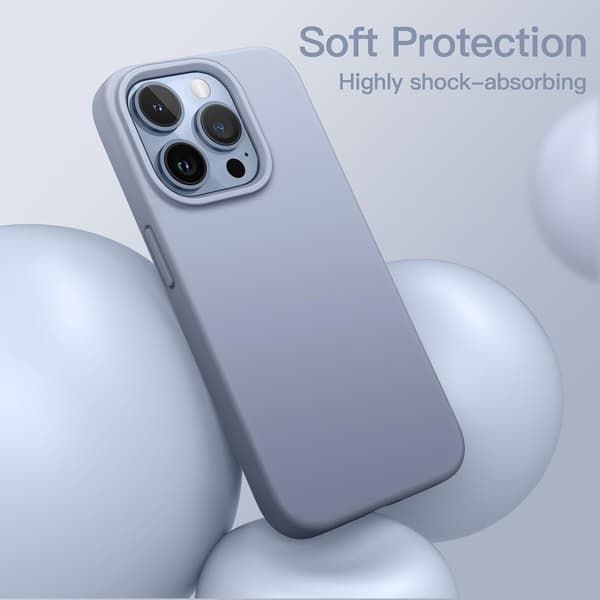 Etui til iPhone 13 Pro Max 6,7 tommer, silkeblødt etui til hele kroppen, stødsikkert etui med mikrofiberforing Bright Grey