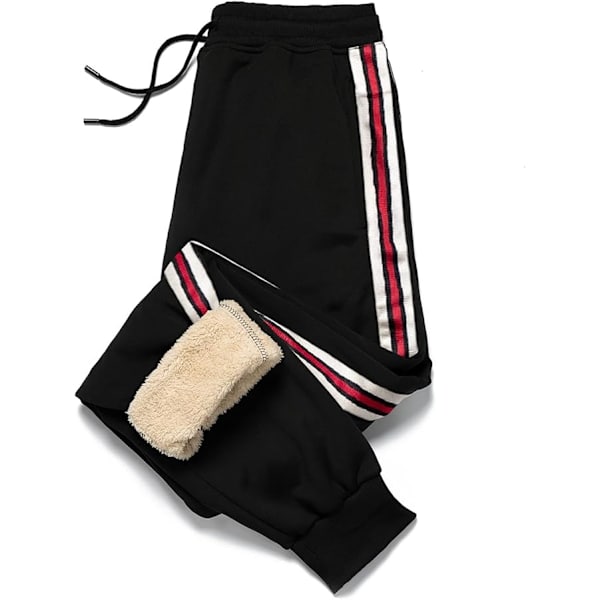 Herre Fleece Joggingbukser Casual Termobukser Vinter Varme Joggers Bukser Jogging Træningsdragt Bukser sort L