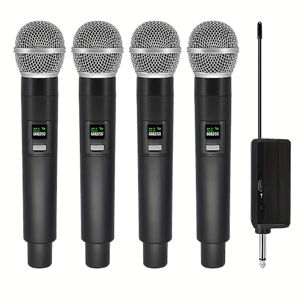 4-pack trådlös mikrofon för scenframträdanden, hem och utomhus, K Pull Ok, bra present till vänner, för män/kvinnor