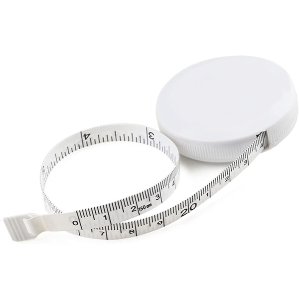 Sytejp, automatisk infällbar anpassad mjukt måttband 60 tum/150 cm, vit (2 st)