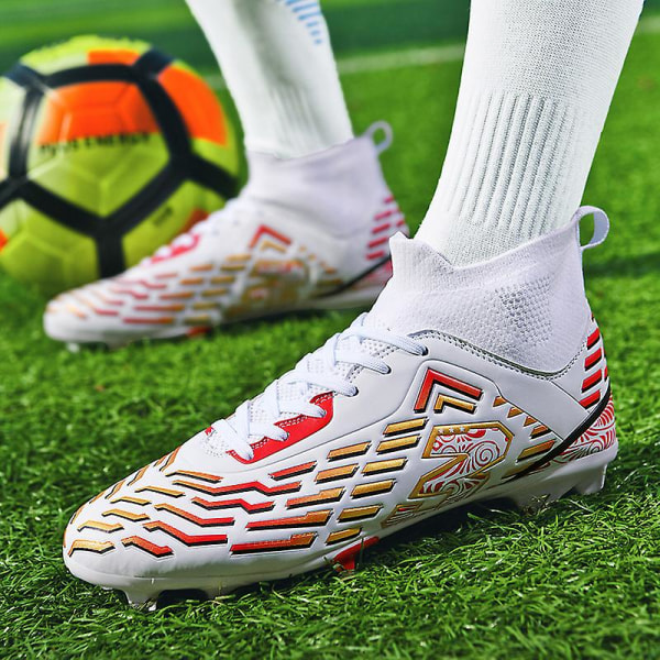 Fotbollsskor för män Spikes Fotbollsskor för ungdomar Ankelstövlar Sportskor y303 WhiteRed EU 38