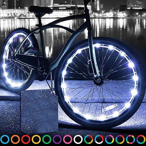 Led cykelhjulsbelysning, ljusa färgglada cykelljusdekorationstillbehör White