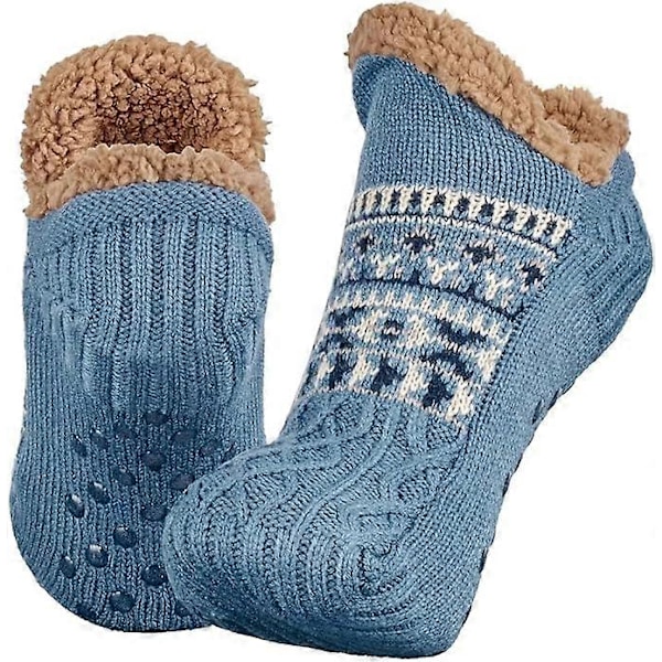 Tofflor Strumpor för Män & Kvinnor Fluffiga Tofflor Strumpor med Halkskydd Fleece Foder Värme Hållande Julklapp L 43-45