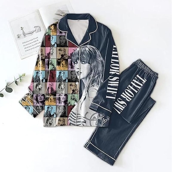 Damer Julpyjamas Set, Taylor Pyjamas Button Down Loungewear Sovkläder style 3 XL