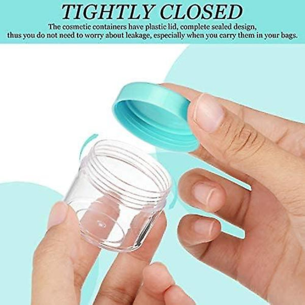 20 st runda burkburkar i plast med lock för flytande krämer, prover, 20 ml/0,7 oz Teal Lid