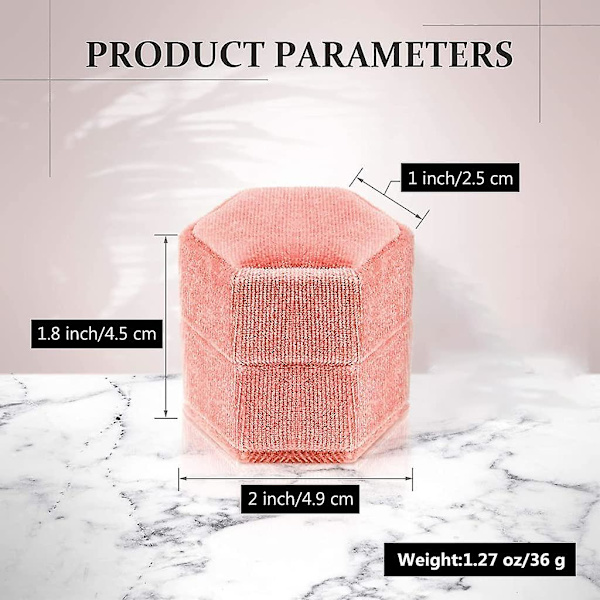 Hexagon Sammet Ring Box Enstaka Ring Display Hållare Elegant Smycken Förvaringslåda Present Till Förslag Förlovning Bröllopsdag Födelsedag Ceremoni (svart)