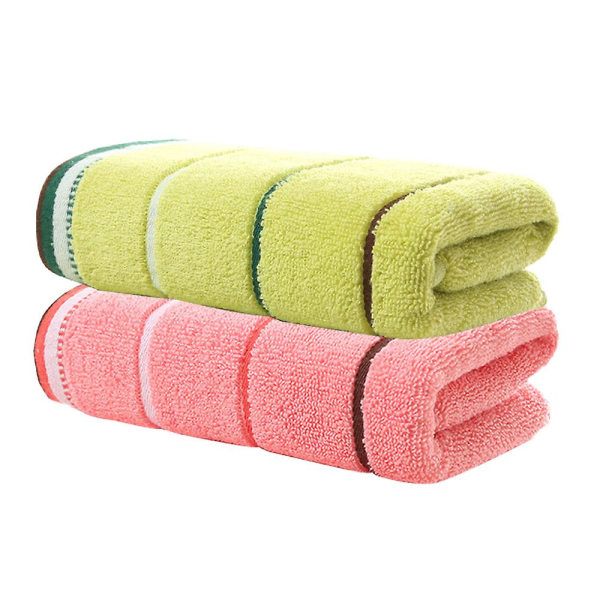 2-delt badehåndklesett i bomull, størrelse 70*140 cm, svært absorberende, lette badehåndklær Pink * Green