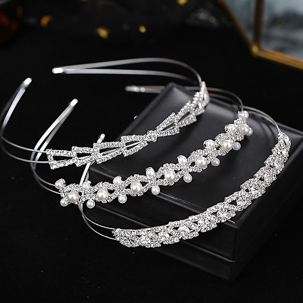 Krystall Brudehårbøyle Perle Rhinestones Hodeplagg Lettvekt For Jente Kvinner FD1019
