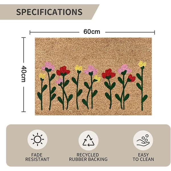 Gulvmåtter, Blomster, Dørmåtter, Entrémåtter, Dørmåtter, Gulvmåtter, Absorberende Badeværelsesmåtter