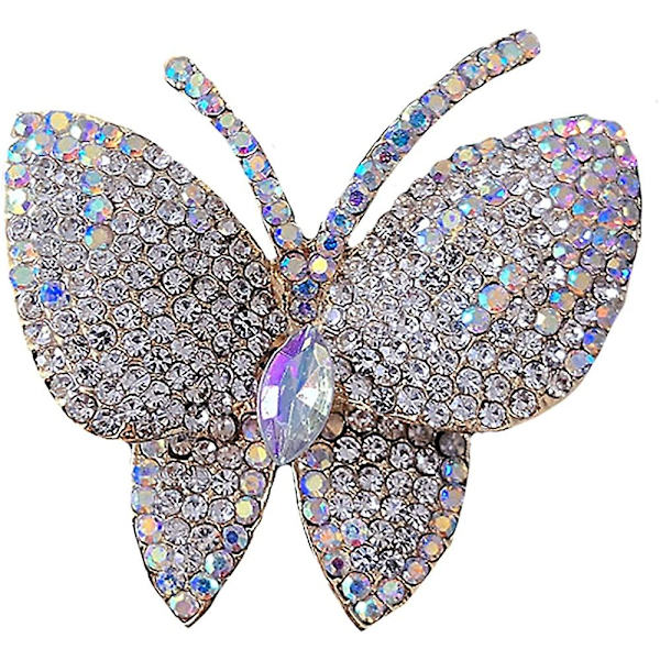 Svart fjäril strass brosch pin för kvinnor flicka män överdrivna Ab kristallkluster mode tecknad djur kavajslag stift klänning accessoarer unisex Del