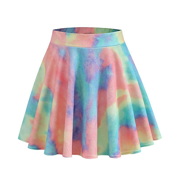 Kvinnors stretchiga utsvängda casual miniskaterkjol Multicolor M