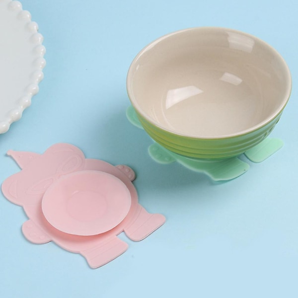 (Pakke med 2) Barneservise Barn Magisk Suge Matte Bærbare Sugekopper Sklisikker Tallerken Bolle Bestikk Bordmatte style1