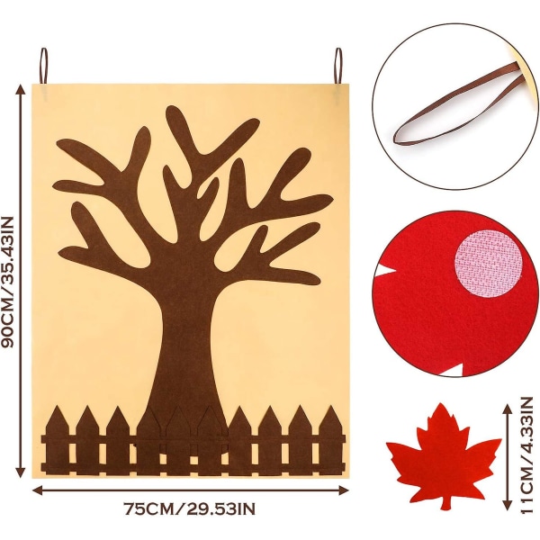 Höstens tackträd Hantverkssats Filt höstdekorationer Höstträdstavla med 60 bitar Höstlöv Lönnlöv Ornament Höstens anslagstavla för gör-det-själv