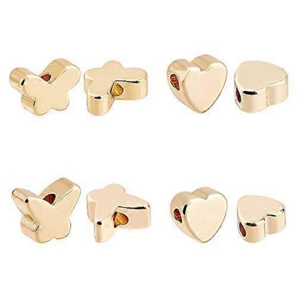 30 stk. 18K gullbelagte avstandsperler, metallavstandsperler for DIY smykkelaging og annet håndarbeid - 8x3mm hul form