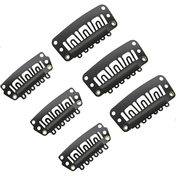 100 st U-formade metallklämmor för peruker, 6 tänder kamklämmor med mjukt gummi för DIY-hårförlängningar, 3,2 cm, 2,8 cm, B