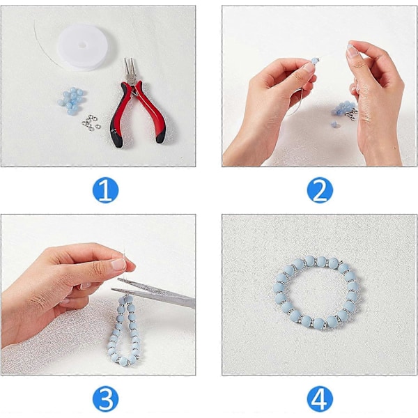 Omkring 70 stk. 7 Størrelser Runde Spacer Perler Rustfrit Stål Løse Perler Sølvfarve Metal Perler Spacer til DIY Armbånd Halskæder Smykkefremstilling